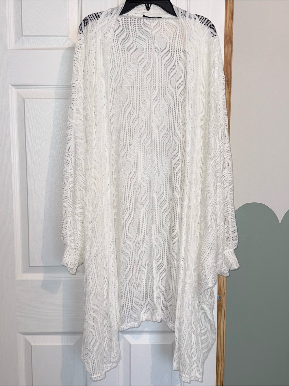 White Crochet Open Cardigan
